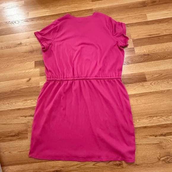Kim Gravel Packabelle XL Pink V-Neck Drawstring Waist Dress Belle by QVC - Picture 6 of 8